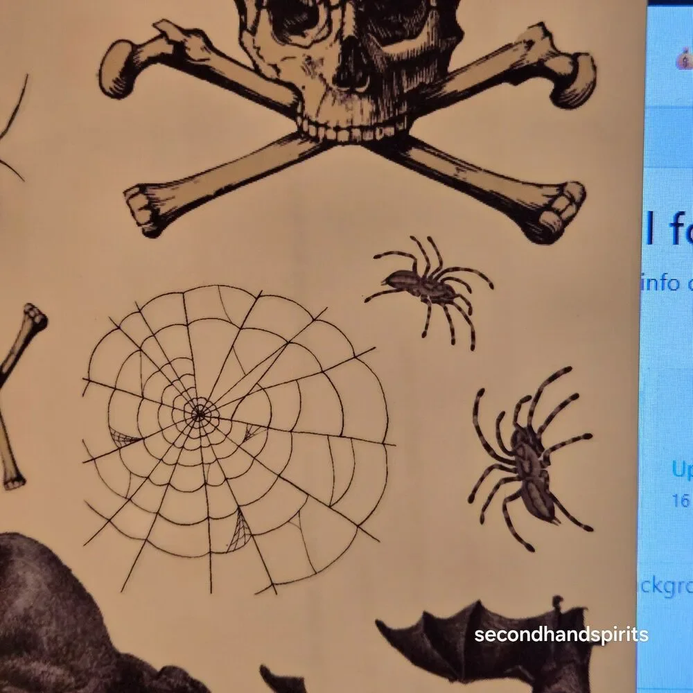 Lot of 6 Halloween Pumpkin Decorating Sheets Gothic Skull Crow Spider Bat Party
